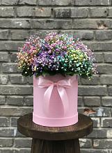 Цветочная композиция из Гипсофила и Розы в шляпной коробке #REPLACE_PRED# Харланиху-2
