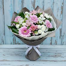 Букет цветов из:  Герберы, Альстромерии и Хризантемы #REPLACE_PRED# Харланиху-2