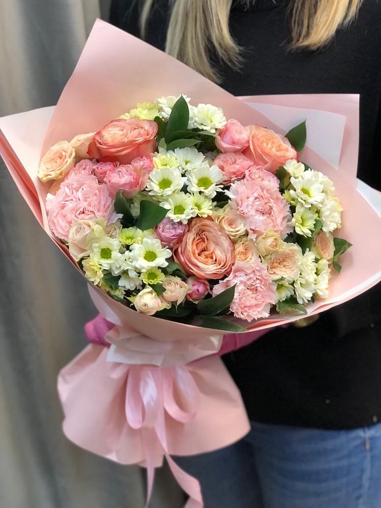 Букет цветов из: Гвоздики, Розы и Хризантемы в Харланиху-2