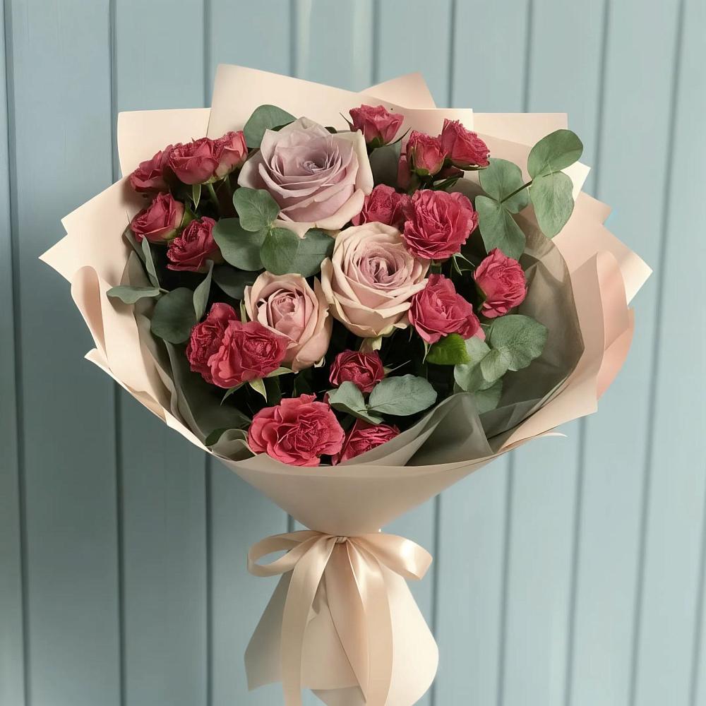 Букет цветов из: Гвоздики и Розы в Харланиху-2