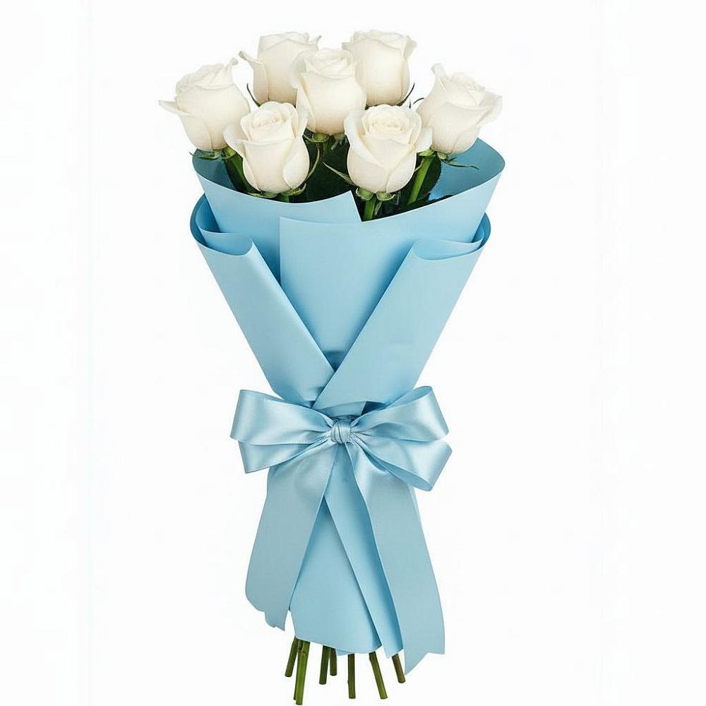 Букет 7 белых роз Проуд в Харланиху-2