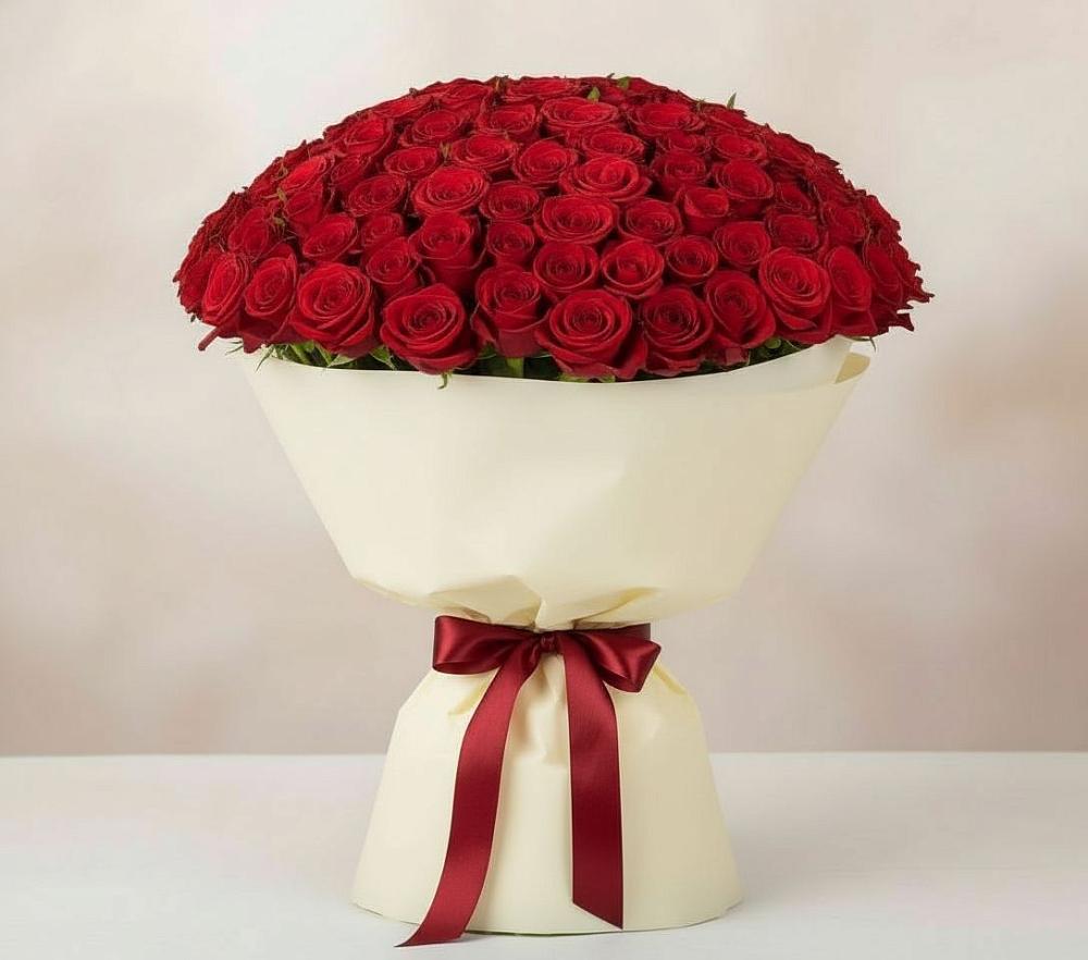 Букет 101 Красная роза Милано в Харланиху-2