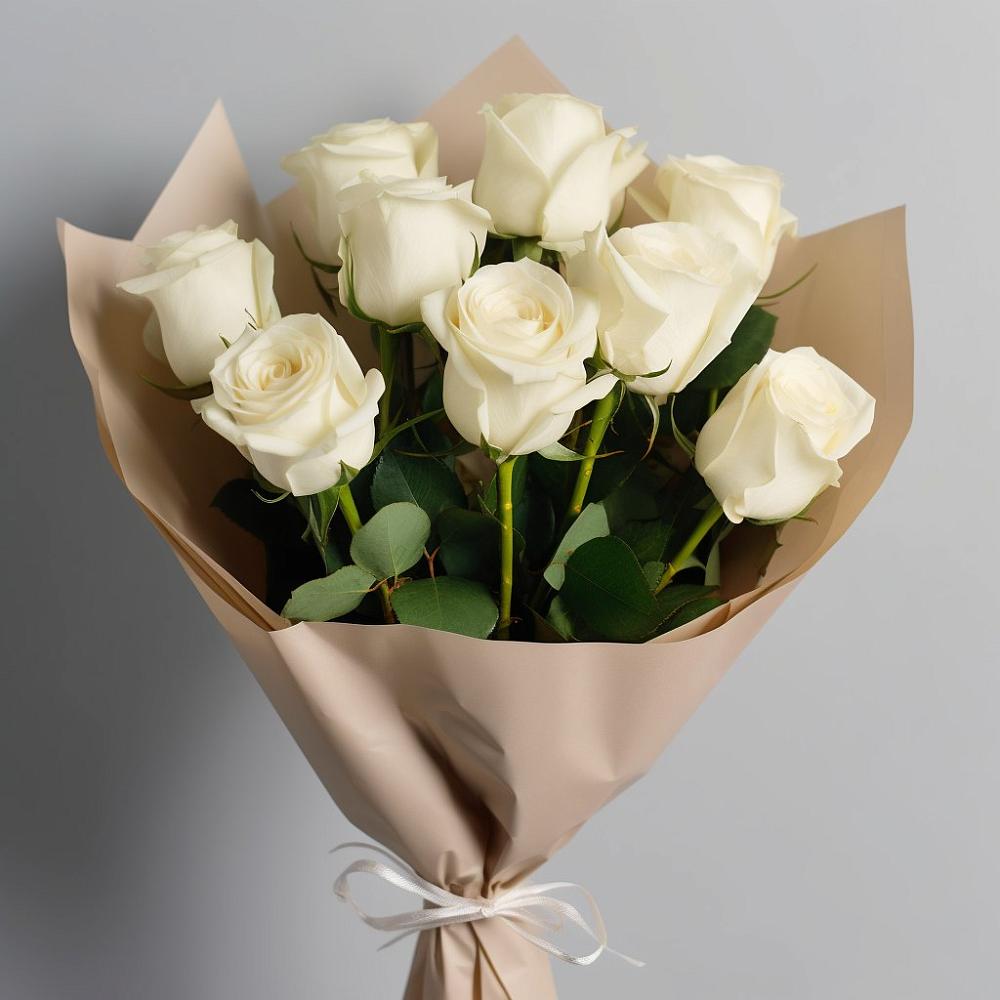 Букет 9 Белых роз Эдлесс Лав в Харланиху-2