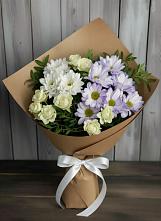 Букет цветов из:  Хризантемы и Розы в Харланиху-2