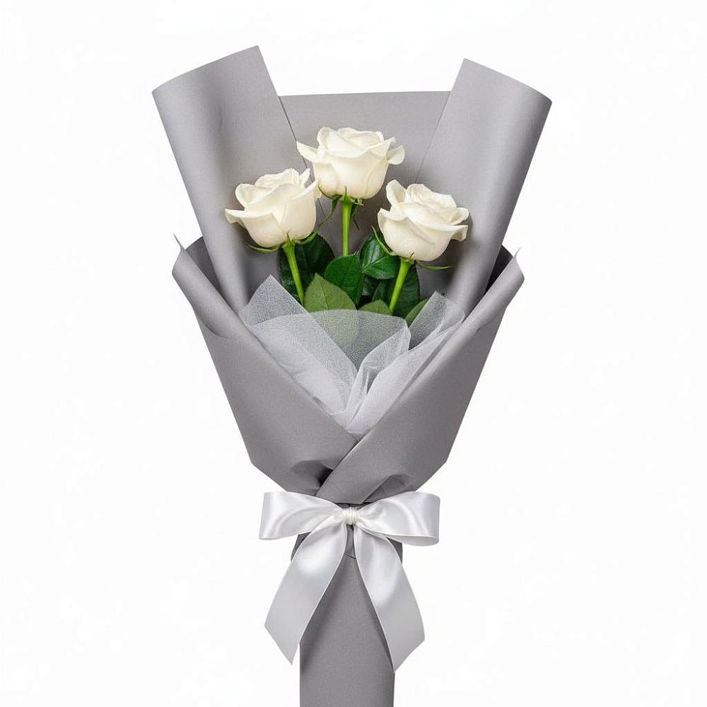 Букет 3 белые розы в Харланиху-2