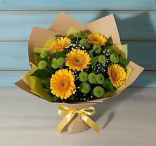Букет цветов из:  Герберы и Хризантемы в Харланиху-2