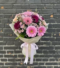 Букет цветов из:  Герберы и Хризантемы #REPLACE_PRED# Харланиху-2