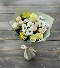 Букет цветов из:  Альстромерии, Розы и Хризантемы в Харланиху-2