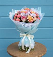 Букет цветов из:  Хризантемы и Розы #REPLACE_PRED# Харланиху-2