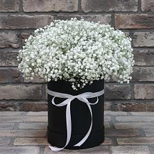 Цветочная композиция из Гипсофила в шляпной коробке в Харланиху-2