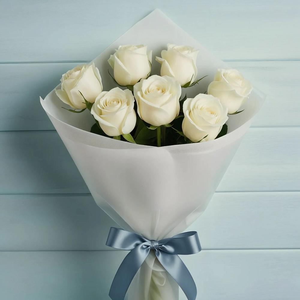 Букет 7 Белых роз Эдлесс Лав в Харланиху-2